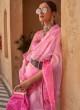 Pink Floral Printed Organza Contemporary Saree