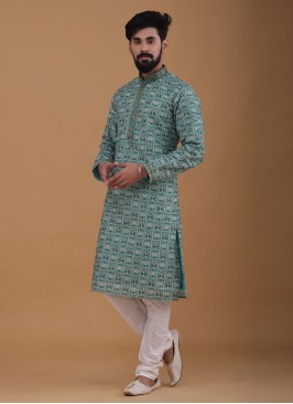 Printed Thread Work Festive Kurta Pajama