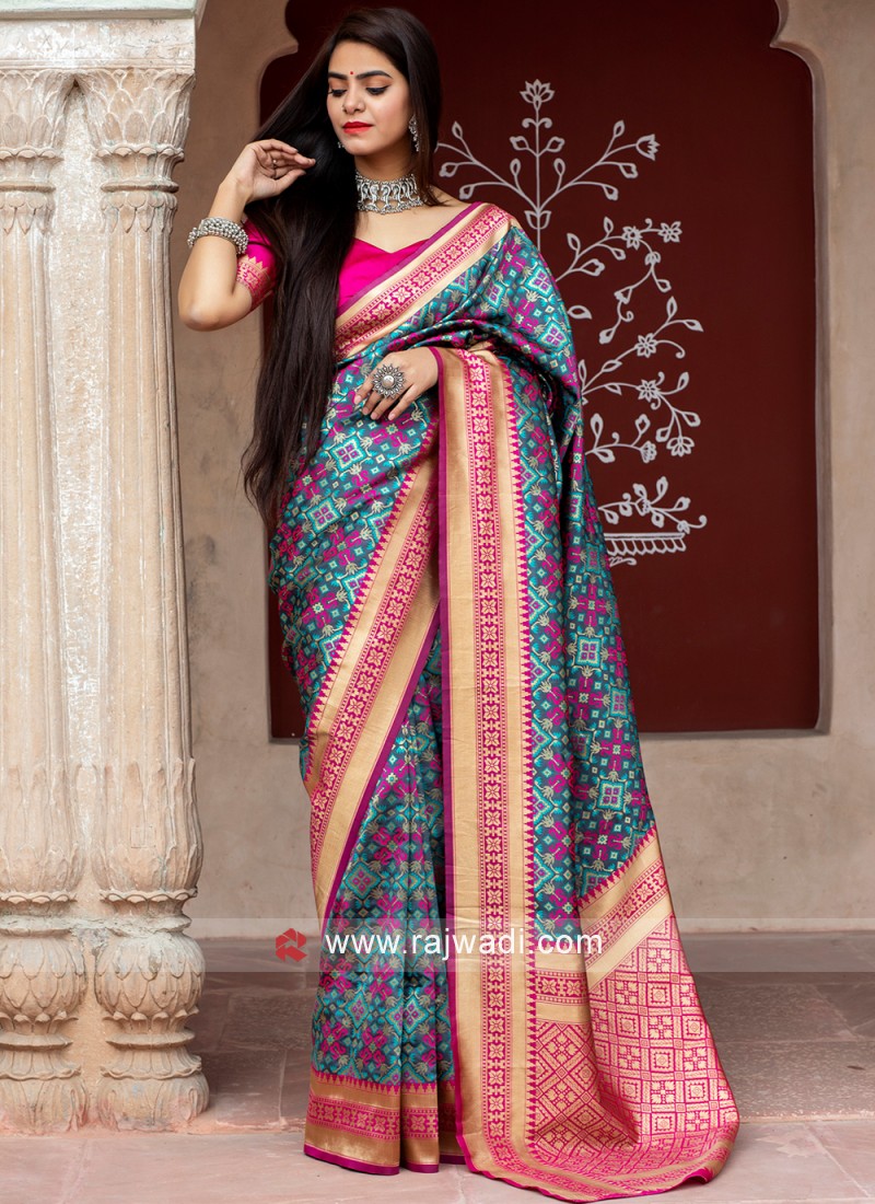 Prominent Grey Weaving Banarasi Silk Designer Traditional Saree