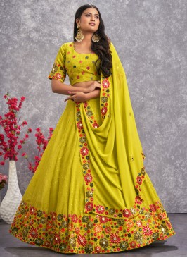 Vibrant Green Mirror Embellished Lehenga Choli