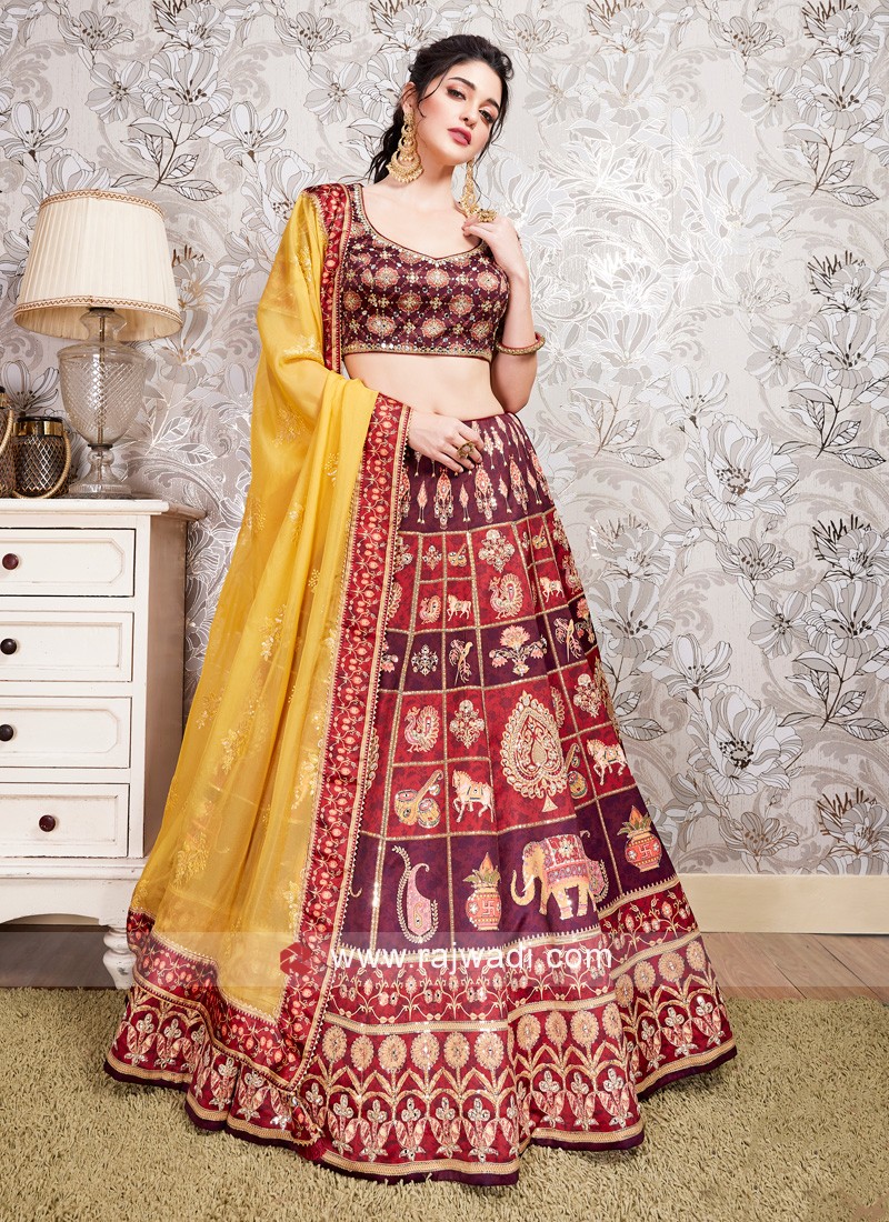 Buy Maroon Festival Wear Lehenga Set Online. – Odette