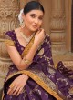 Purple Banarasi Silk Wedding Designer Saree