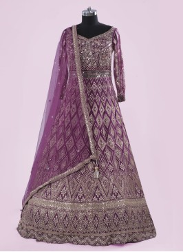 Purple Color Designer Embroidered Gown