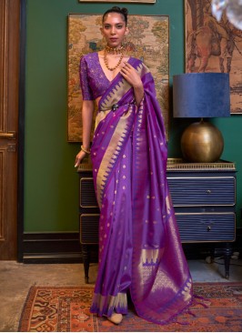 Purple Designer Weaving Silk Saree