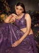 Elegant Purple Embroidered Velvet A Line Lehenga Choli