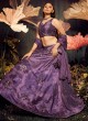 Elegant Purple Embroidered Velvet A Line Lehenga Choli