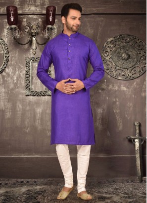 Purple Kurta Pajama In Cotton