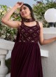 Purple Georgette Sequins Embellished Palazzo Suit