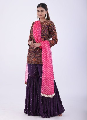 Purple Sharara Style Salwar Kameez