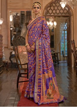 Purple Weaving Patola Silk Classic Saree
