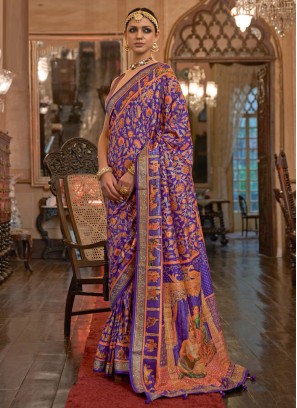 Purple Weaving Patola Silk Classic Saree