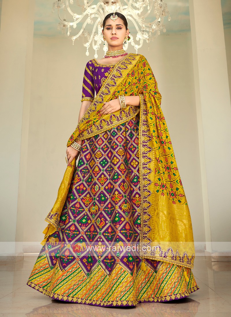 Embroidered Yellow and Purple Lehenga Choli at Best Price in Jaipur |  Shringar Shop