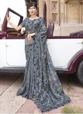 Mesmerizing Grey Designer Saree