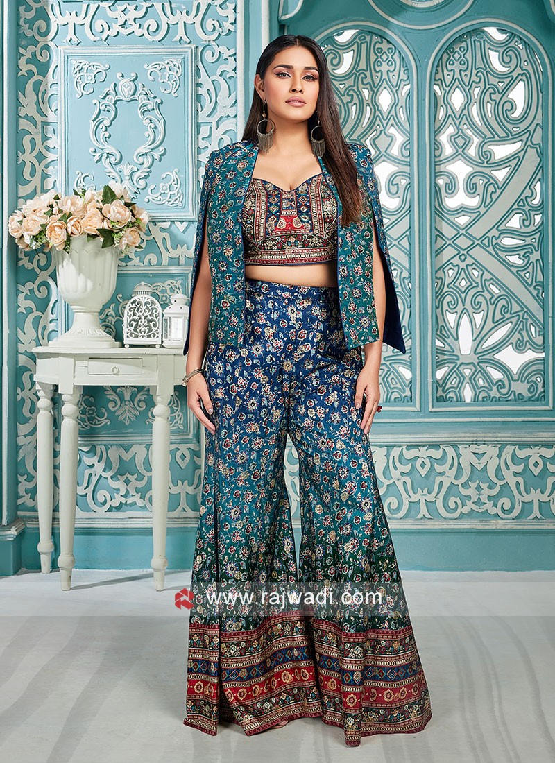 Women's Navy Large Indian Motif Brocade Shirt With Pants - Lyush at Rs 1770  | Prayagraj| ID: 2850350675562