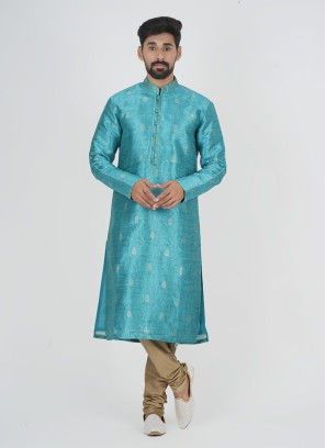 Rama Blue Raw Silk Kurta Pajama
