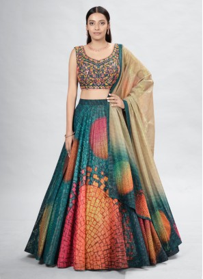 Rama Green Designer Modern Art Printed Lehenga Choli