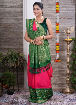 Rani And Green Weaving Silk Saree