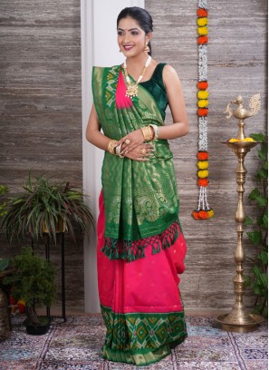 Rani And Green Weaving Silk Saree