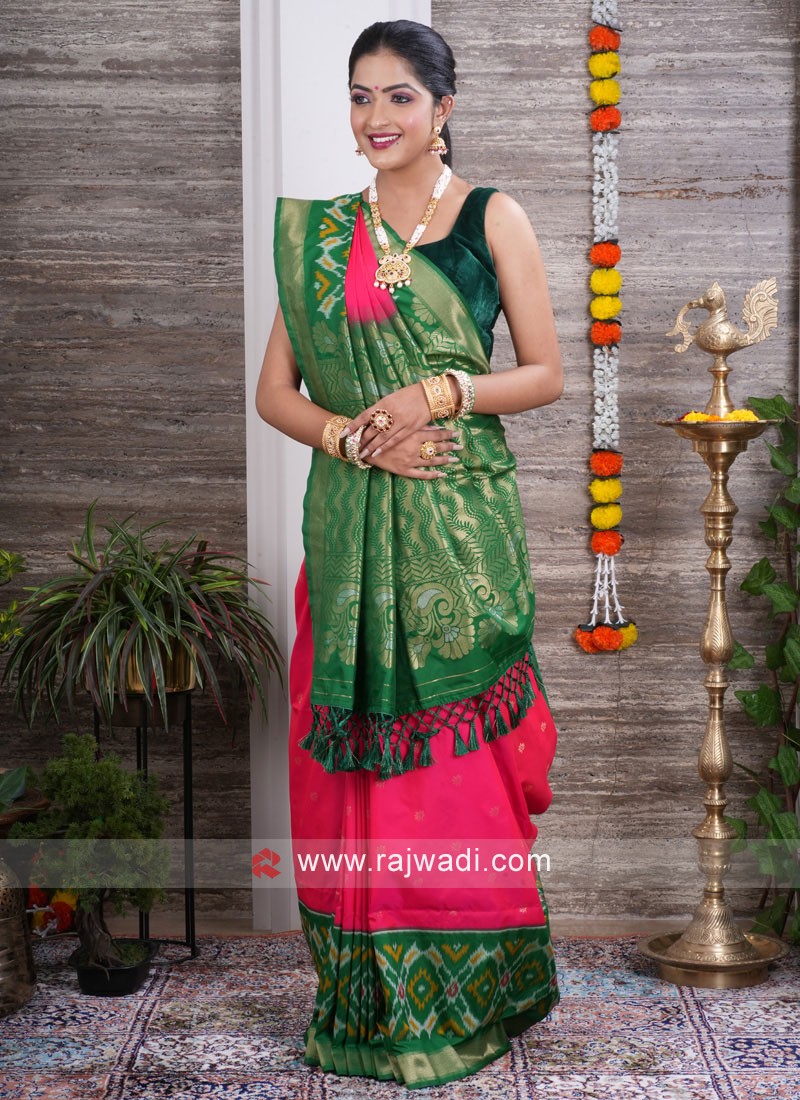 Rani And Green Weaving Silk Saree