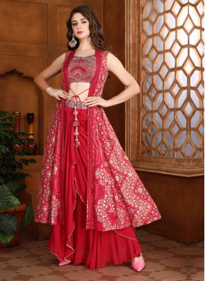 Buy Pink Silk Organza Boat Chanderi Jacket Lehenga Set For Women by  Khushboo Bagri Online at Aza Fashions.