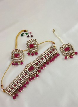 Rani Mirror Studded Choker Necklace Set