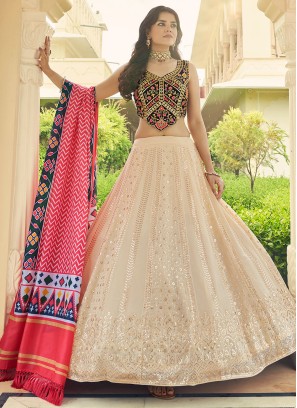 Ravishing Beige Georgette Wedding Lehenga Choli