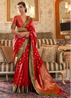 Ravishing Red Silk Saree