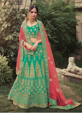 Ravishing Resham Mehndi Lehenga Choli