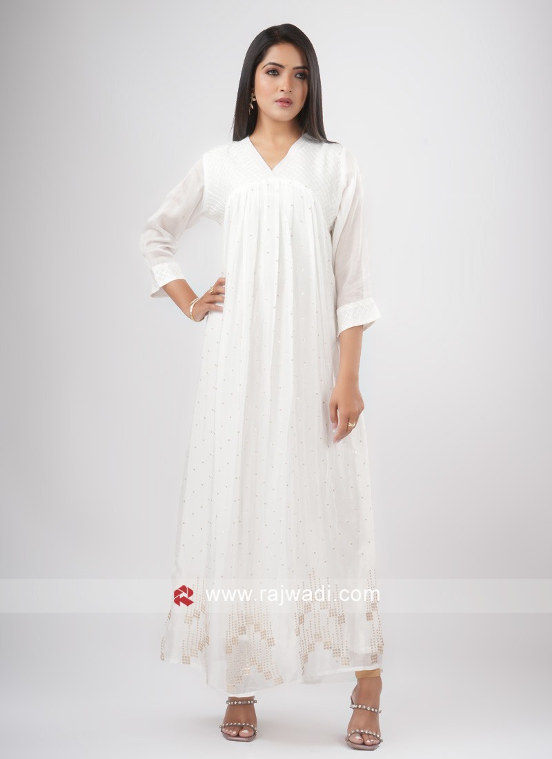 White long hot sale anarkali kurti