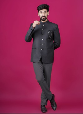 Readymade Black Jodhpuri Suit In Imported Fabric