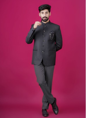 Readymade Black Jodhpuri Suit In Imported Fabric