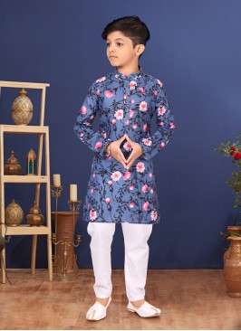 Readymade Blue Color Cotton Kurta Pajama