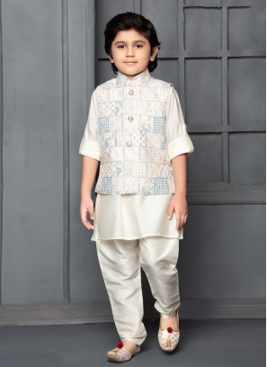 Readymade Cotton Silk Fabric Nehru Jacket Set