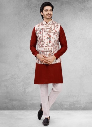 Readymade Cotton Silk Nehru Jacket For Mens