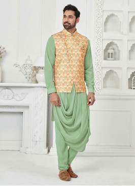 Readymade Cowl Style Nehru Jacket Set