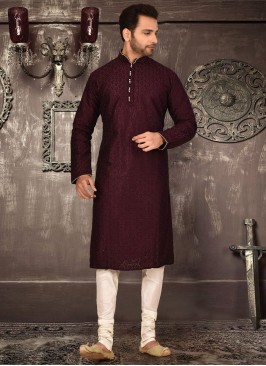 Readymade Dark Wine Kurta Pajama