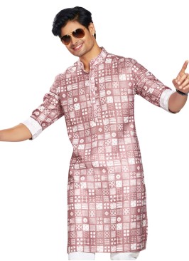 Readymade Dusty Rose Pink Cotton Printed Kurta