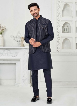 Readymade Fancy Thread Work Nehru Jacket Set