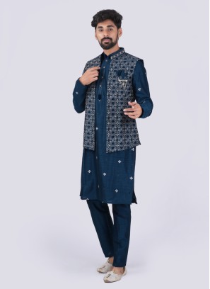 Readymade Fancy Thread Work Nehru Jacket Set