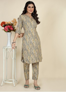 Readymade Grey Color Printed Viscose Co-Ord Suit