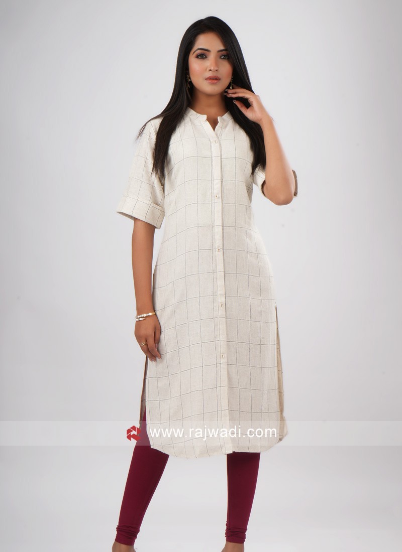 Plain cream hotsell color kurtis