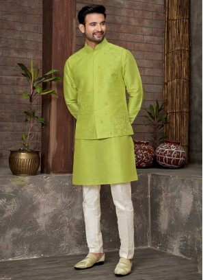 Readymade Mirror Embroidred Nehru Jacket Set