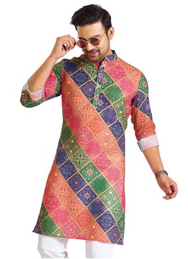 Readymade Multi Color Cotton Printed Kurta