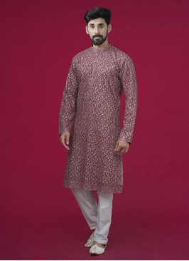 Readymade Onion Pink Printed Kurta Pajama