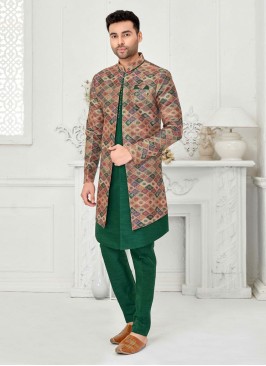 Readymade Printed Jacket Style Indowestern Set