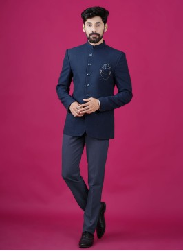 Readymade Rama Blue Jodhpuri Suit Set