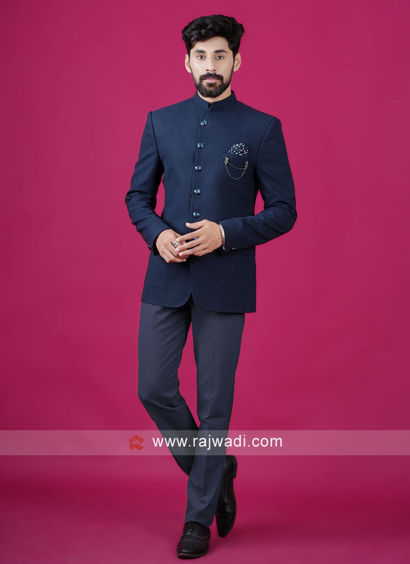 Engaging Wine Color Fancy Wedding Wear Trendy Readymade Jodhpuri Suit For  Men