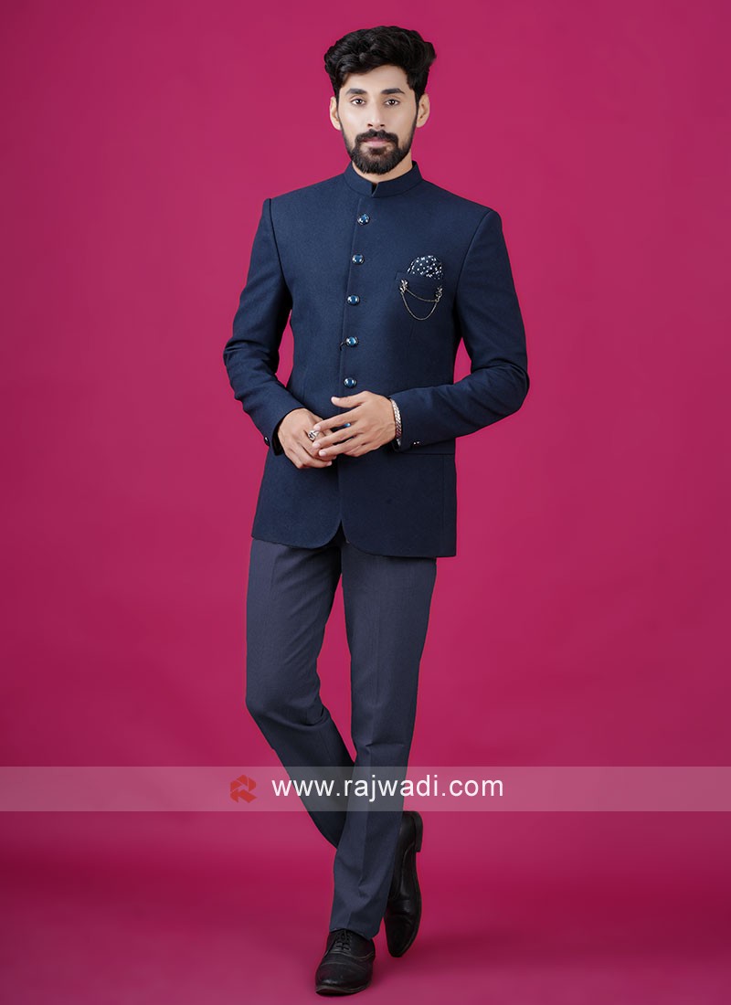 Readymade Rama Blue Jodhpuri Suit Set