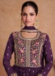 Readymade Salwar Suit Embroidered Georgette In Dark Purple Purple