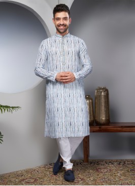 Readymade White Cotton Silk Kurta Pajama